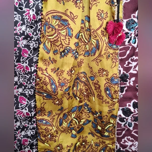 Anthropologie Daniel Rainn Corinne Beaded Sequin Mixed Blouse Peasant Top Large - Picture 7 of 9